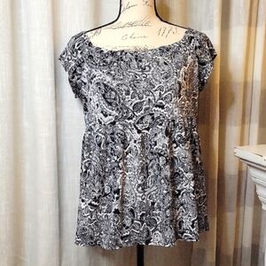 Torrid Black and White Paisley Blouse